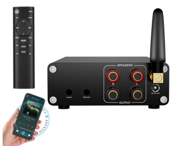 Підсилювач двоканальний Hi-Fi AUDIO 100x2 Вт на базі TPA3116D2 - підтримка Bluetooth USB та пульта керування Колір Чорний